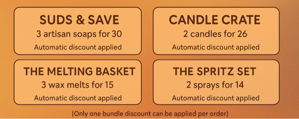 Promotional text for bundle and save offer on various products with discount details.