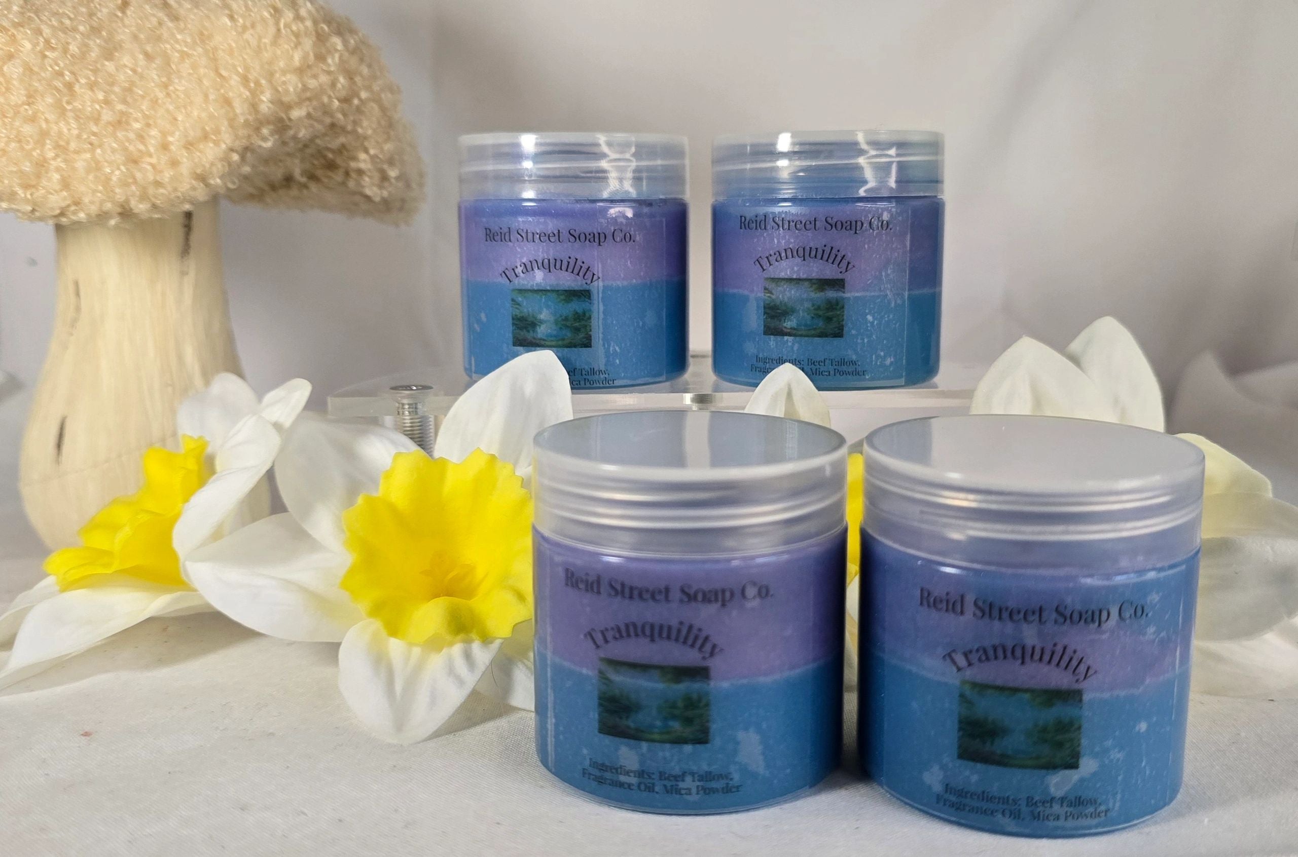 Tranquility Whipped Tallow Body Butter - Purple & Sky Blue Layers for Luxurious Hydration - Reid Street Soap Co, LLC