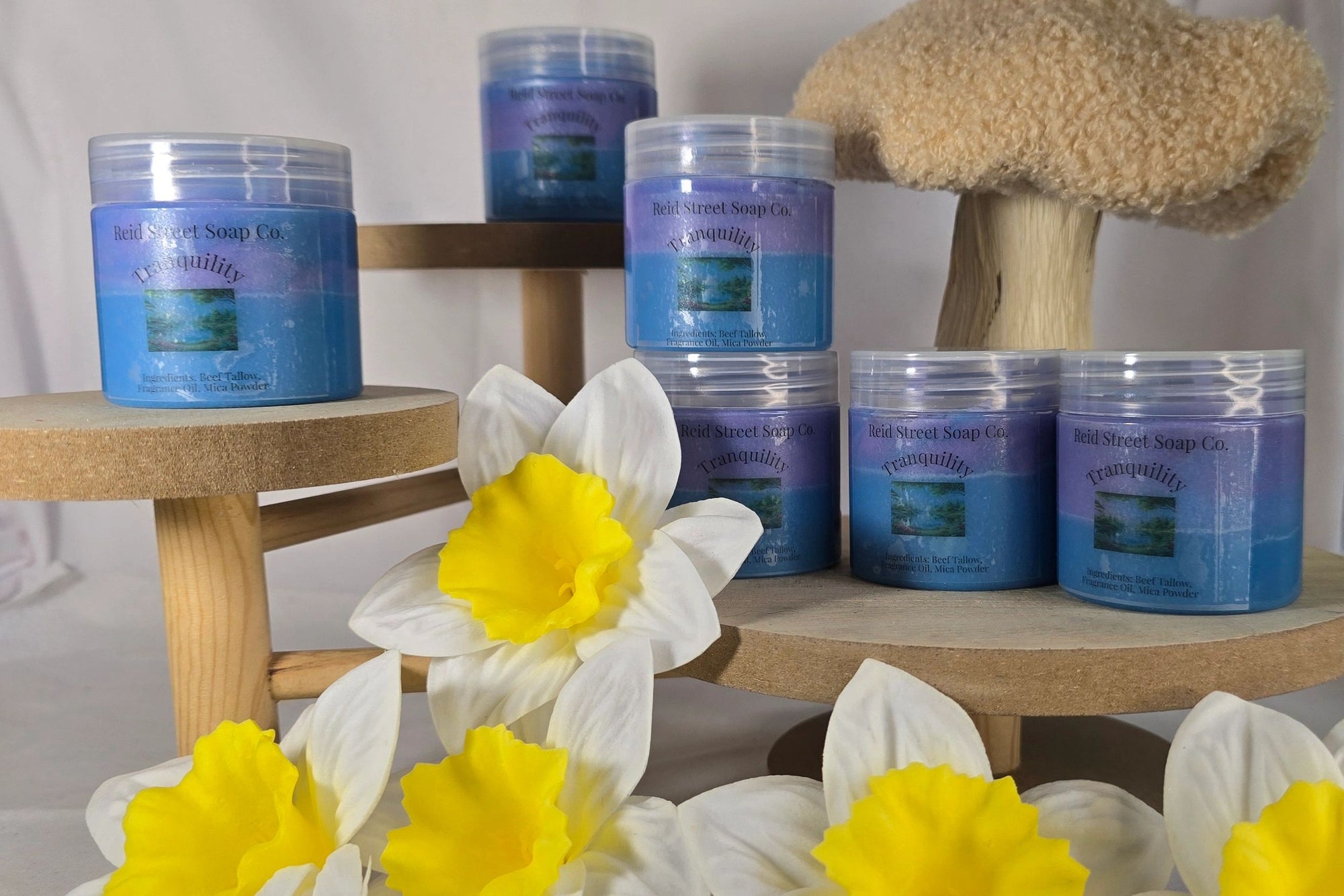Tranquility Whipped Tallow Body Butter - Purple & Sky Blue Layers for Luxurious Hydration - Reid Street Soap Co, LLC
