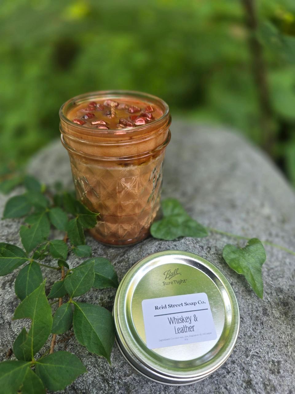 Whiskey and Leather | Coconut Wax Candle - Reid Street Soap Co, LLC