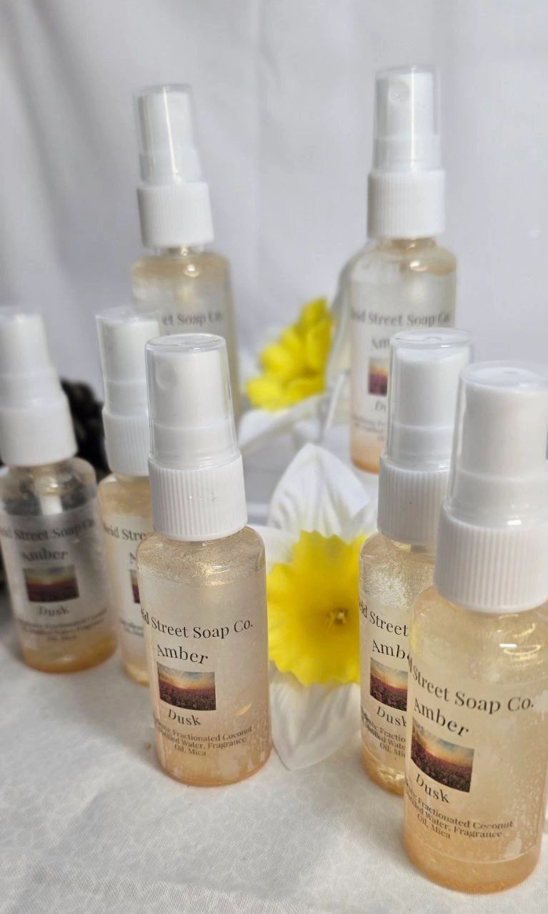 Amber Dusk Body Spray – 2 oz, Paraben-Free, Phthalate-Free, Amber and Vanilla Scent with Subtle Shimmer - Reid Street Soap Co, LLC