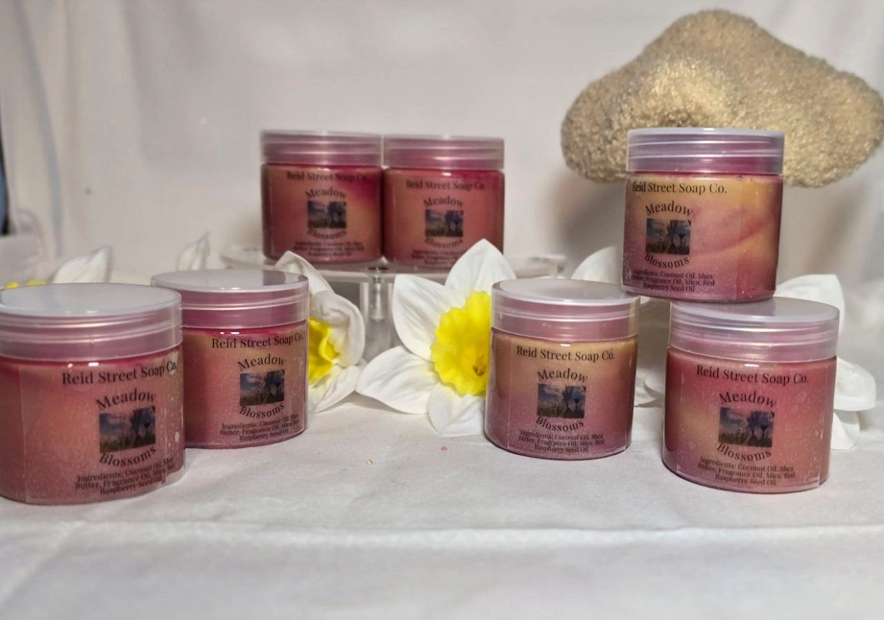 Meadow Blossoms Whipped Body Butter - 2 Oz | Nourishing, Rose Pink Radiance - Reid Street Soap Co, LLC