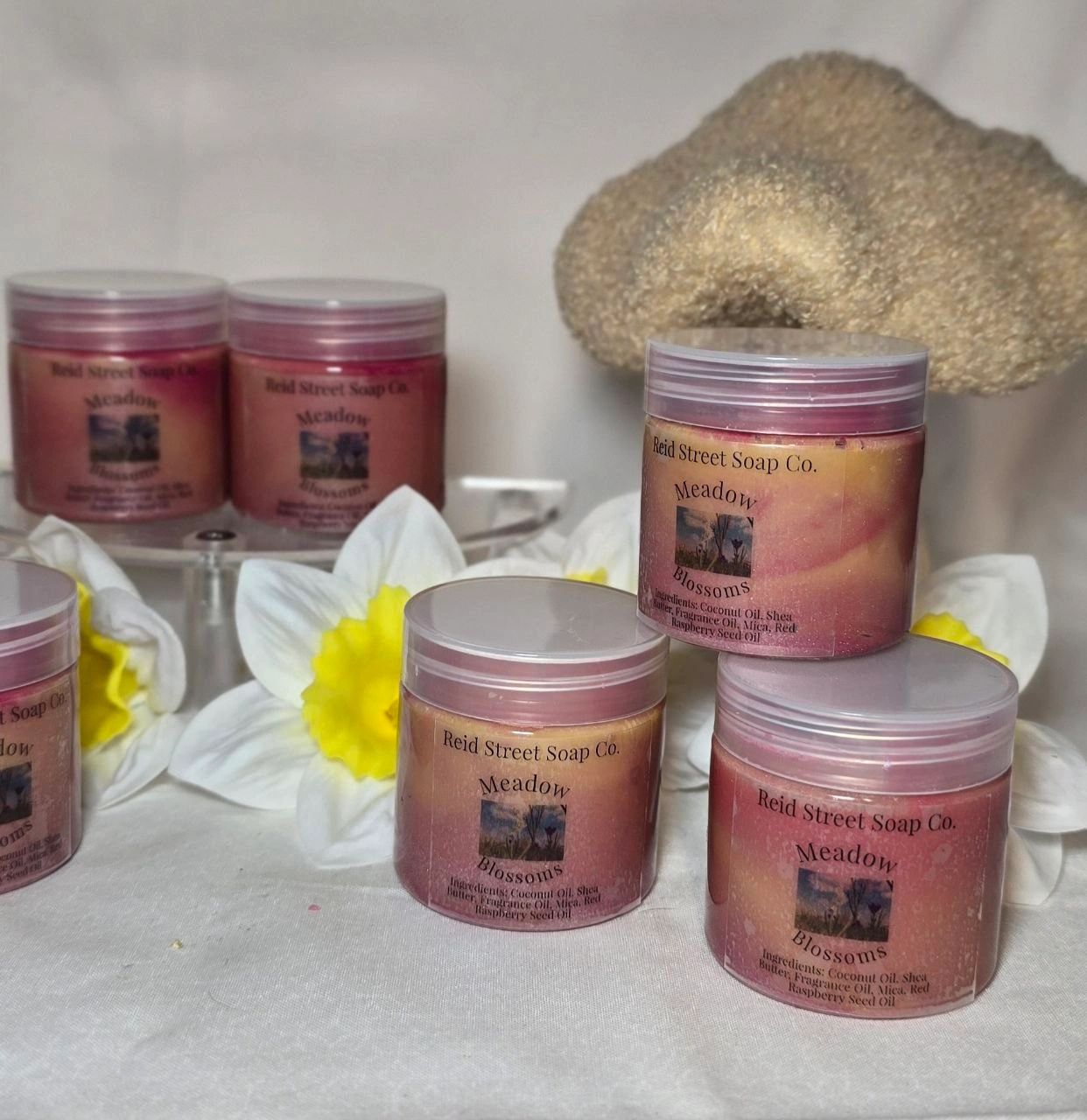 Meadow Blossoms Whipped Body Butter - 2 Oz | Nourishing, Rose Pink Radiance - Reid Street Soap Co, LLC