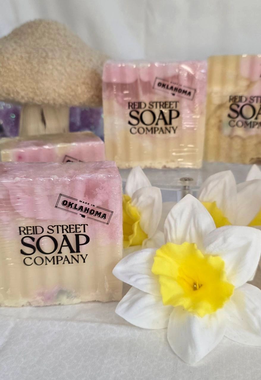 Country Summer Beef Tallow Soap – Pastel Pink, Yellow & White Swirls, Fresh Strawberry Scent - Reid Street Soap Co, LLC