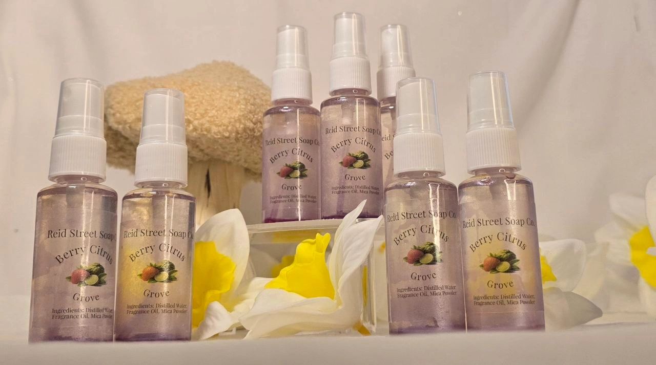 Berry Citrus Grove Shimmering Purple Body Spray – Strawberry & Bergamot Scent - Reid Street Soap Co, LLC