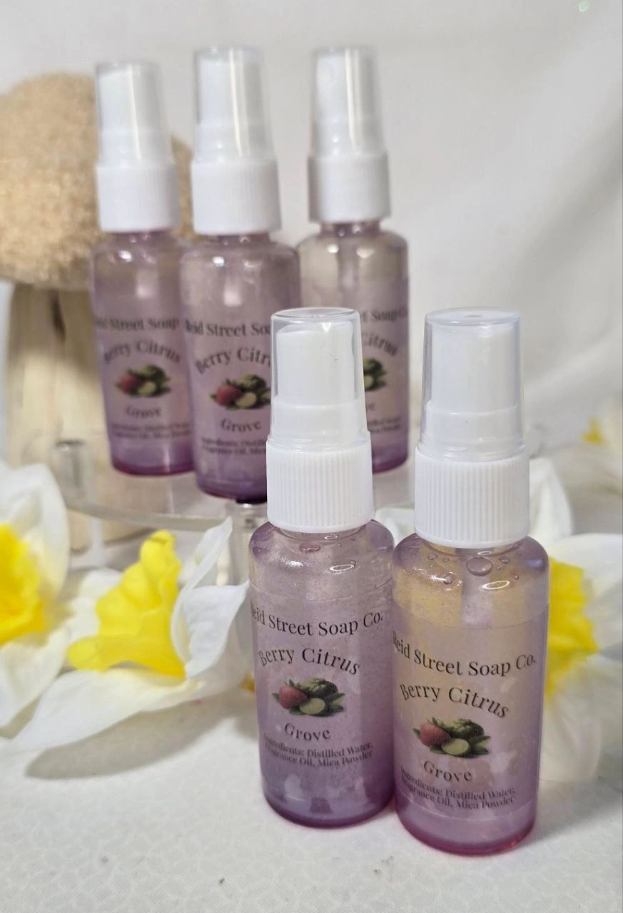 Berry Citrus Grove Shimmering Purple Body Spray – Strawberry & Bergamot Scent - Reid Street Soap Co, LLC