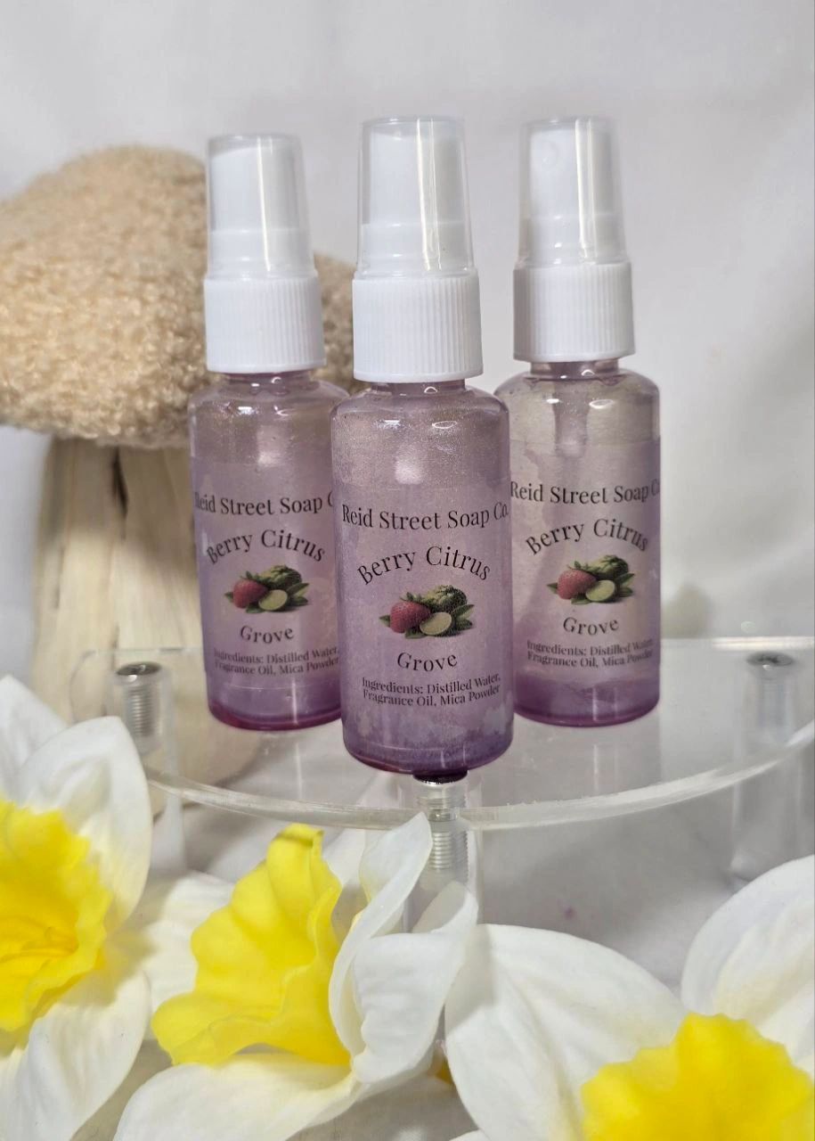 Berry Citrus Grove Shimmering Purple Body Spray – Strawberry & Bergamot Scent - Reid Street Soap Co, LLC