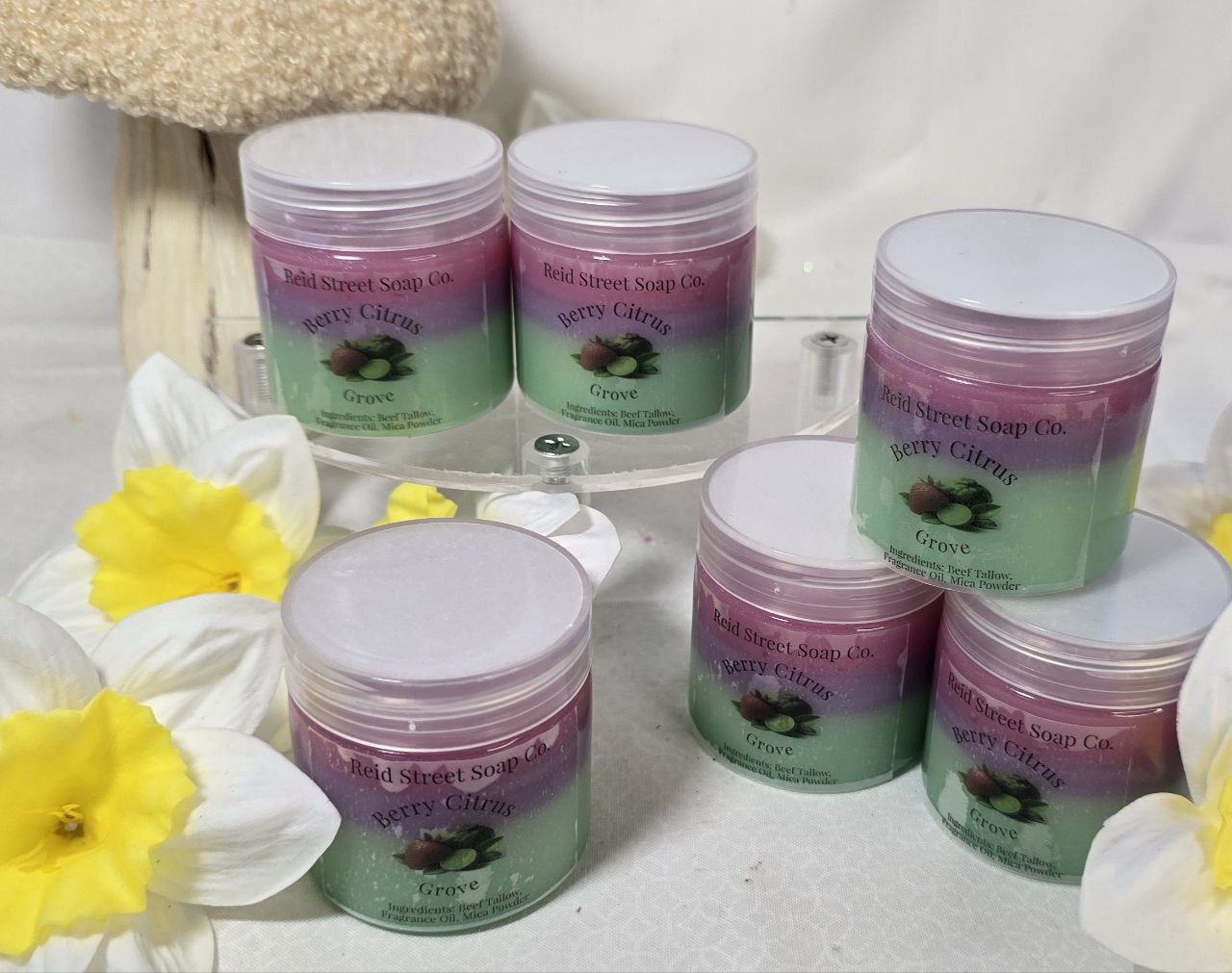 Berry Citrus Grove Whipped Tallow Body Butter - Strawberries & Bergamot Skin Nourishment - Reid Street Soap Co, LLC