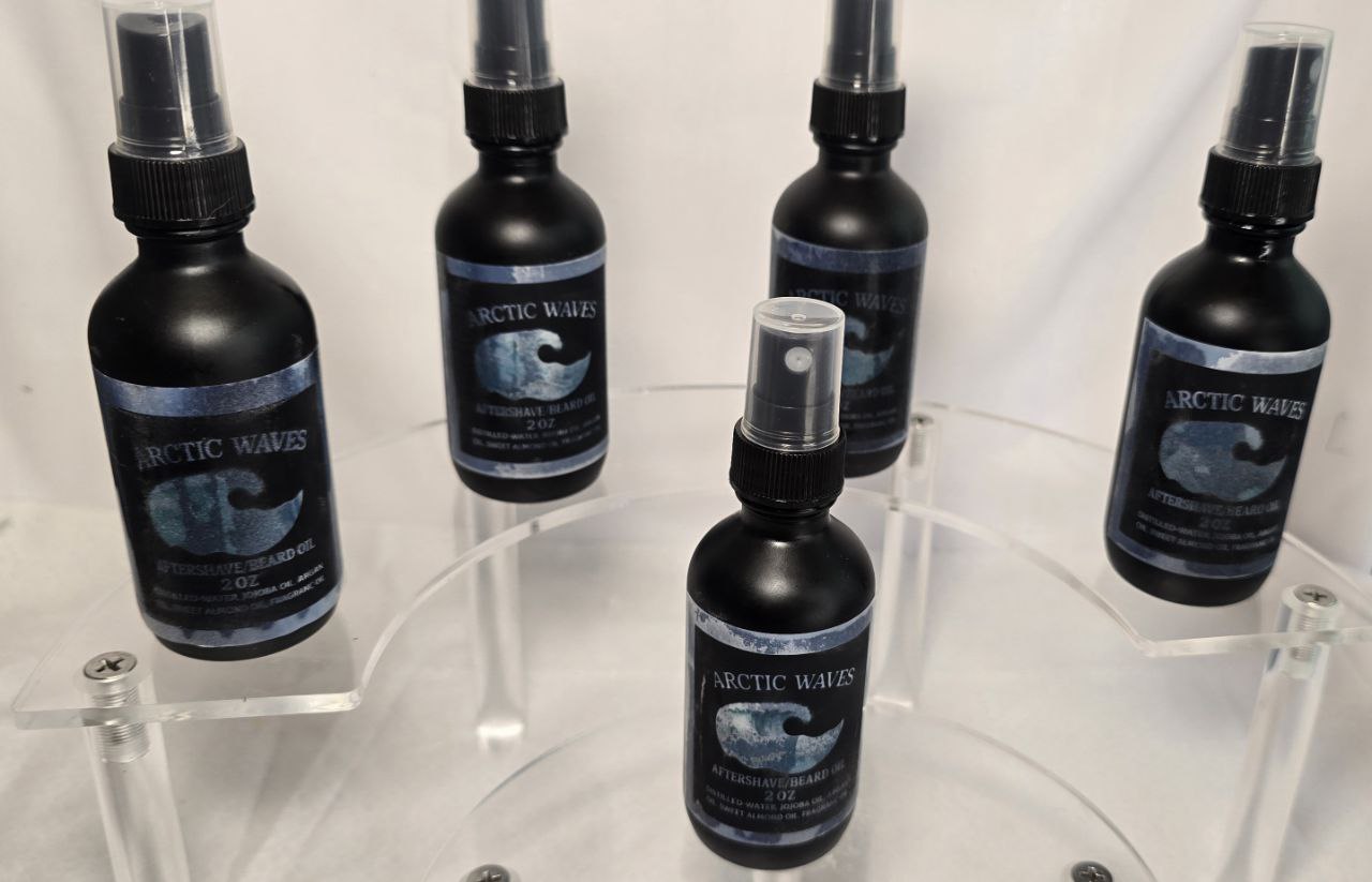 Arctic Waves Beard Oil & Aftershave - 2 oz Frosted Black Glass Bottle