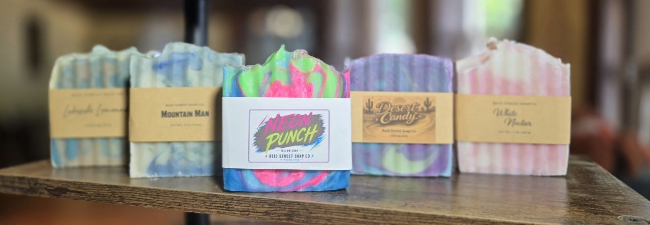 5 bars of colorful soap 